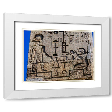 Egyptian Figures Hieroglyphics Obelisk Piazza Popolo-Rome-Italy White Modern Wood Framed Art Print with Double Matting by Perry, William