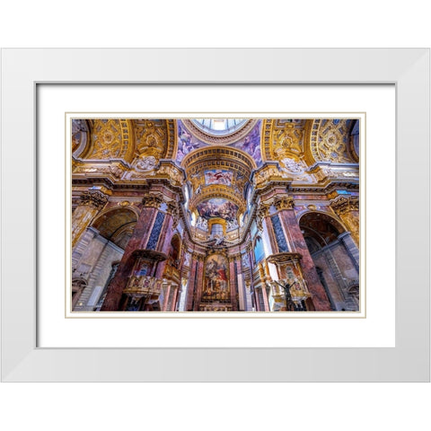 Altar Frescos Dome Basilica Saint Ambrogio Carlo al Corso Basilica Church-Rome-Italy White Modern Wood Framed Art Print with Double Matting by Perry, William