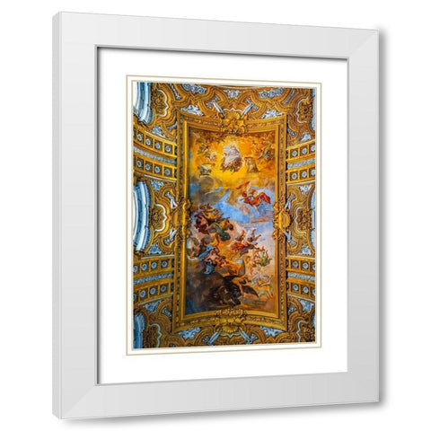 Ceiling God Fresco Basilica Saint Ambrogio Carlo al Corso Basilica Church-Rome-Italy White Modern Wood Framed Art Print with Double Matting by Perry, William
