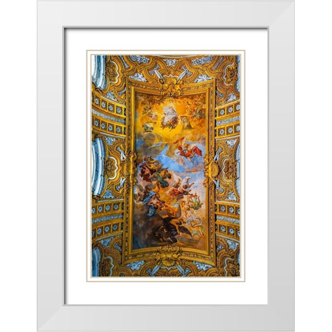 Ceiling God Fresco Basilica Saint Ambrogio Carlo al Corso Basilica Church-Rome-Italy White Modern Wood Framed Art Print with Double Matting by Perry, William