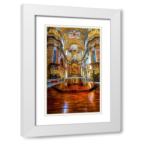 Altar Frescos Wood Floor Basilica Saint Ambrogio Carlo al Corso Basilica Church-Rome-Italy White Modern Wood Framed Art Print with Double Matting by Perry, William