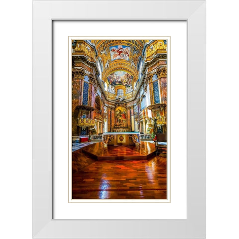 Altar Frescos Wood Floor Basilica Saint Ambrogio Carlo al Corso Basilica Church-Rome-Italy White Modern Wood Framed Art Print with Double Matting by Perry, William
