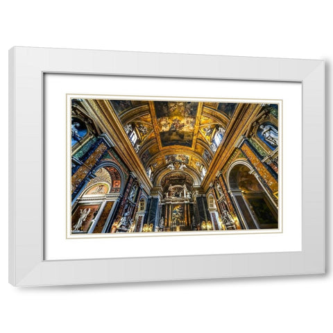Altar Statues frescoes-Basilica Jesus and Mary Gesu e Maria Church-Rome-Italy White Modern Wood Framed Art Print with Double Matting by Perry, William