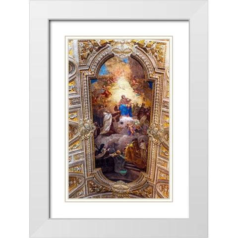 Ceiling Fresco Basilica Santa Maria in Traspontina Church-Rome-Italy Built in the 1600s White Modern Wood Framed Art Print with Double Matting by Perry, William