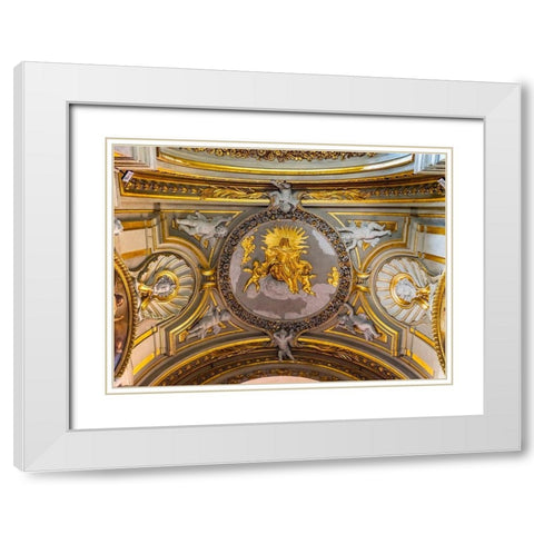 Golden Virgin Mary Angels Statues Ceiling Basilica Santa Maria in Traspontina Church-Rome White Modern Wood Framed Art Print with Double Matting by Perry, William