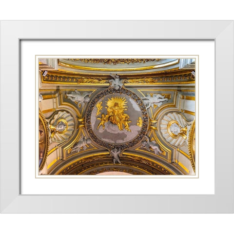 Golden Virgin Mary Angels Statues Ceiling Basilica Santa Maria in Traspontina Church-Rome White Modern Wood Framed Art Print with Double Matting by Perry, William