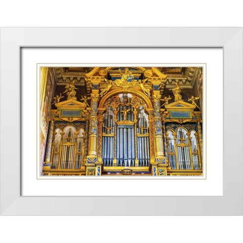 Golden Organ Basilica di San Giovanni in Laterano-Rome-Italy Built 324 by Emperor Constantine White Modern Wood Framed Art Print with Double Matting by Perry, William