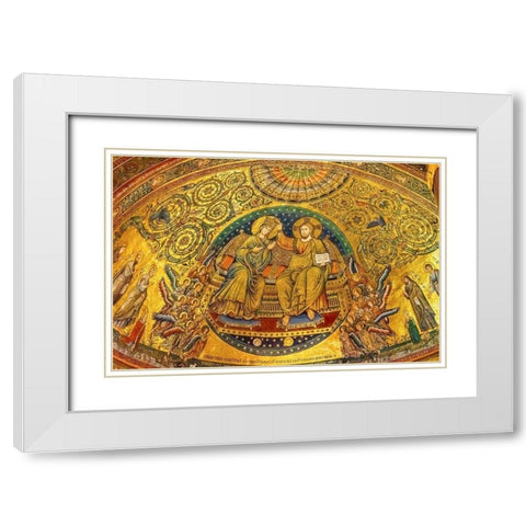 Coronation of Mary and Jesus mosaic Santa Maria Maggiore-Rome-Italy White Modern Wood Framed Art Print with Double Matting by Perry, William