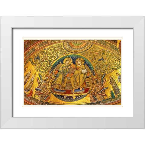 Coronation of Mary and Jesus mosaic Santa Maria Maggiore-Rome-Italy White Modern Wood Framed Art Print with Double Matting by Perry, William