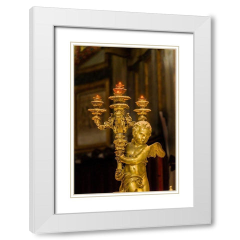 Golden angel statue Santa Maria Maggiore-Rome-Italy Built 422-432-in honor of Virgin Mary White Modern Wood Framed Art Print with Double Matting by Perry, William