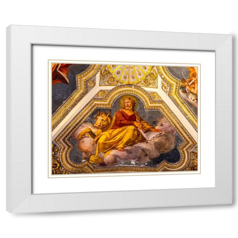 Saint Luke Fresco Ceiling Santa Maria Maggiore-Rome-Italy Built 422-432-in honor of Virgin Mary White Modern Wood Framed Art Print with Double Matting by Perry, William