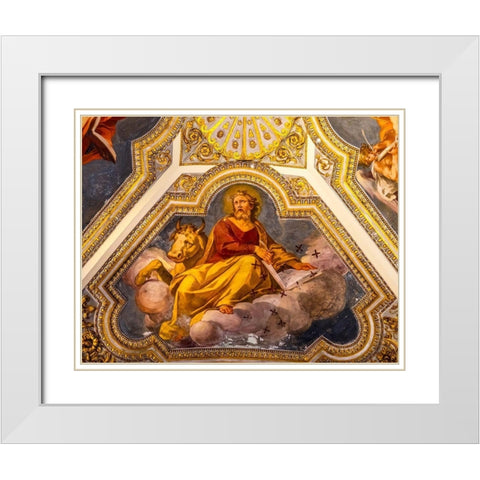 Saint Luke Fresco Ceiling Santa Maria Maggiore-Rome-Italy Built 422-432-in honor of Virgin Mary White Modern Wood Framed Art Print with Double Matting by Perry, William