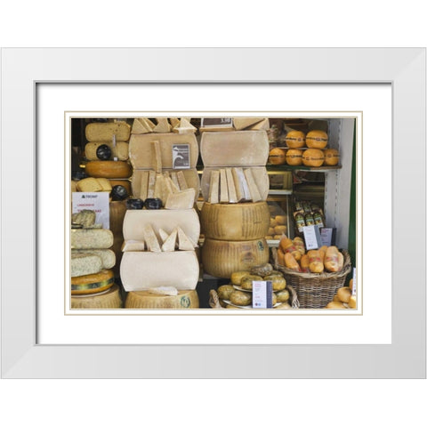 Netherlands, Amsterdam Various cheeses displayed White Modern Wood Framed Art Print with Double Matting by Flaherty, Dennis