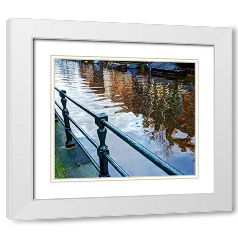 Amsterdam reflected in her canals White Modern Wood Framed Art Print with Double Matting by Steve Mohlenkamp