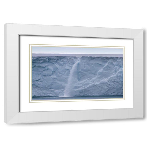 Norway, Svalbard Waterfall on Austfonna Glacier White Modern Wood Framed Art Print with Double Matting by Young, Bill