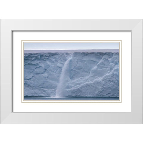 Norway, Svalbard Waterfall on Austfonna Glacier White Modern Wood Framed Art Print with Double Matting by Young, Bill