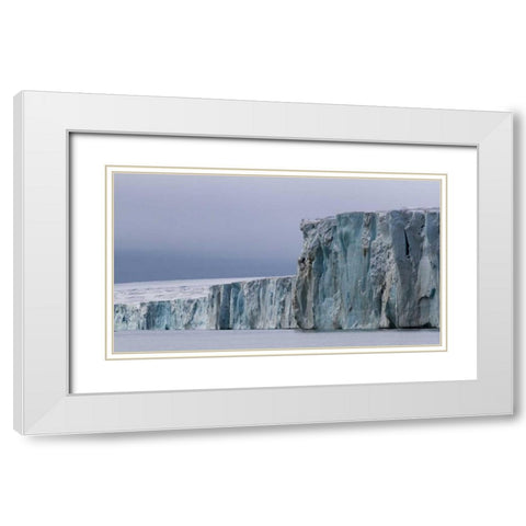 Norway, Svalbard Face of the Austfonna Glacier White Modern Wood Framed Art Print with Double Matting by Young, Bill