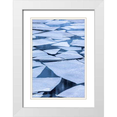 Norway- Lofoten Islands. Broken ice on Lake Storvatent White Modern Wood Framed Art Print with Double Matting by Looney, Hollice