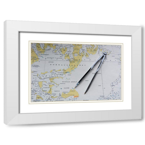 Svalbard Islands maritime map White Modern Wood Framed Art Print with Double Matting by Pitamitz, Sergio