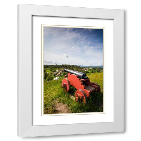 Norway-Ostfold County-Halden-Fredriksten Fortress-historic cannons White Modern Wood Framed Art Print with Double Matting by Bibikow, Walter