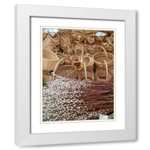 Historic Market Offerings-Krakow-Poland-Europe White Modern Wood Framed Art Print with Double Matting by Miller, Anna