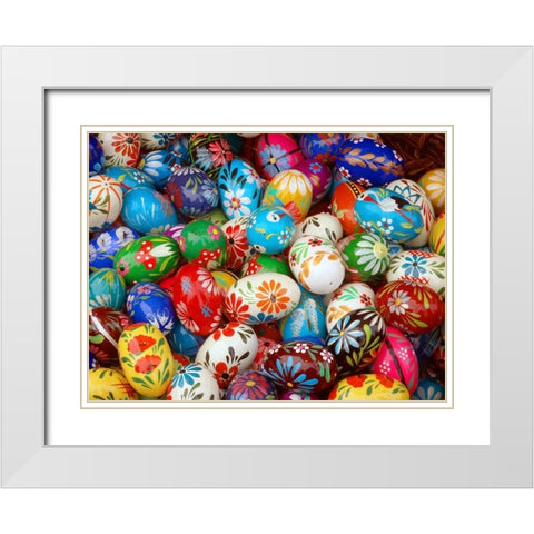 Historic Market Offerings-Krakow-Poland-Europe White Modern Wood Framed Art Print with Double Matting by Miller, Anna