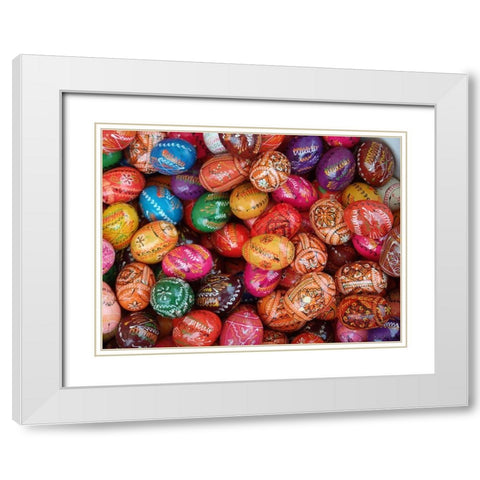 Historic Market Offerings-Krakow-Poland-Europe White Modern Wood Framed Art Print with Double Matting by Miller, Anna