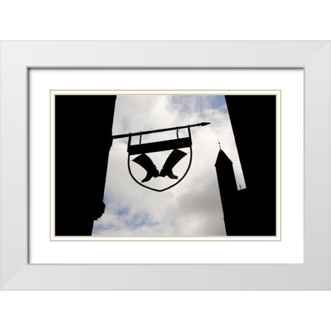 Poland, Gdansk Silhouette of shop sign White Modern Wood Framed Art Print with Double Matting by Ross, Nancy ,  Steve