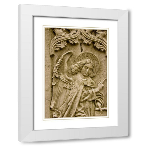 Poland, Gdansk Bas relief of religious icon White Modern Wood Framed Art Print with Double Matting by Ross, Nancy ,  Steve