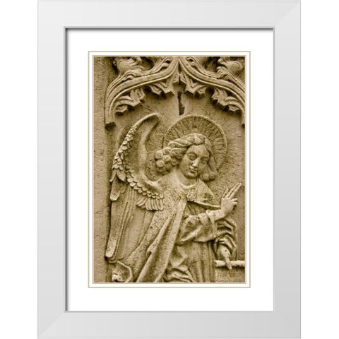 Poland, Gdansk Bas relief of religious icon White Modern Wood Framed Art Print with Double Matting by Ross, Nancy ,  Steve