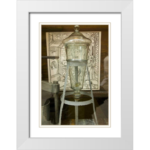 Poland, Gdansk Glass apothecary jar a Pharmacy White Modern Wood Framed Art Print with Double Matting by Ross, Nancy ,  Steve