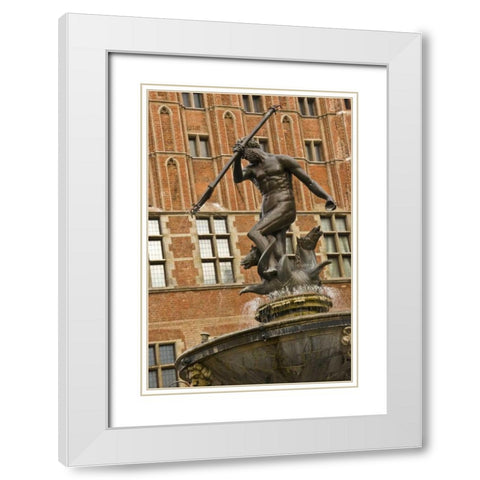 Poland Neptune Fountain in front of Artus Court White Modern Wood Framed Art Print with Double Matting by Ross, Nancy ,  Steve