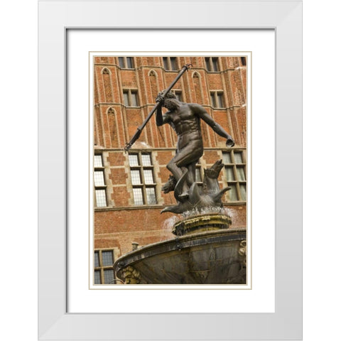 Poland Neptune Fountain in front of Artus Court White Modern Wood Framed Art Print with Double Matting by Ross, Nancy ,  Steve