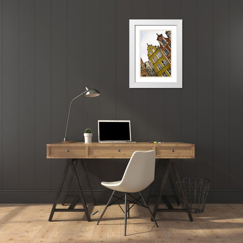 Poland, Gdansk Detail of Old Town row houses White Modern Wood Framed Art Print with Double Matting by Ross, Nancy ,  Steve