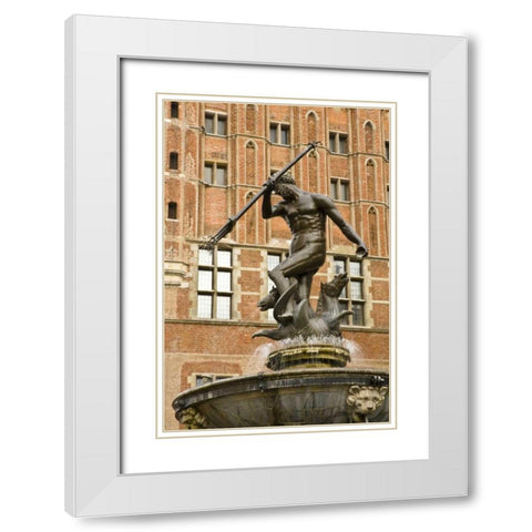 Poland Neptune Fountain in front of Artus Court White Modern Wood Framed Art Print with Double Matting by Ross, Nancy ,  Steve