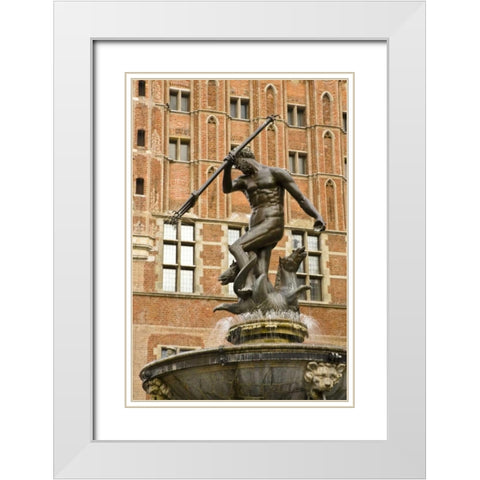 Poland Neptune Fountain in front of Artus Court White Modern Wood Framed Art Print with Double Matting by Ross, Nancy ,  Steve