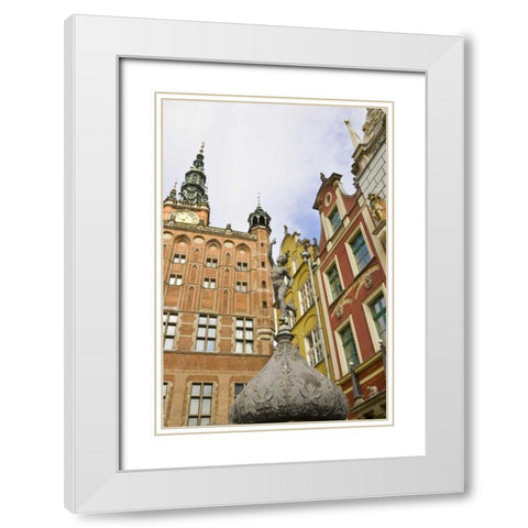 Poland, Gdansk Town Hall buildings in Old Town White Modern Wood Framed Art Print with Double Matting by Ross, Nancy ,  Steve