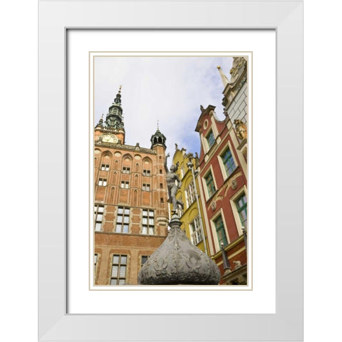 Poland, Gdansk Town Hall buildings in Old Town White Modern Wood Framed Art Print with Double Matting by Ross, Nancy ,  Steve