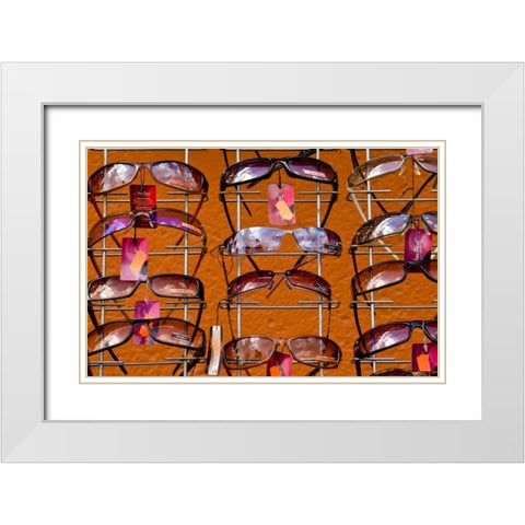 Poland, Gdansk Sunglasses on display in shop White Modern Wood Framed Art Print with Double Matting by Ross, Nancy ,  Steve