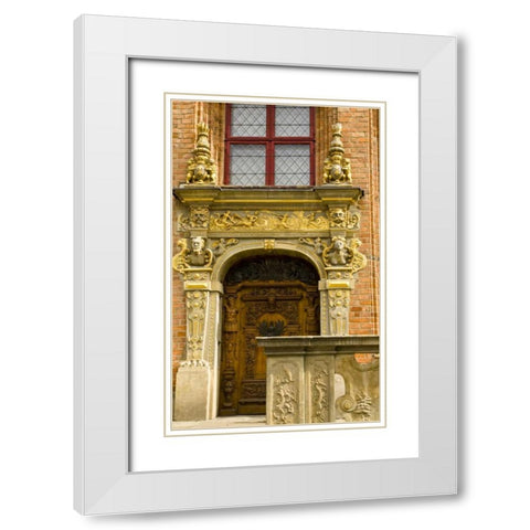 Poland, Gdansk Detail of ornate door White Modern Wood Framed Art Print with Double Matting by Ross, Nancy ,  Steve