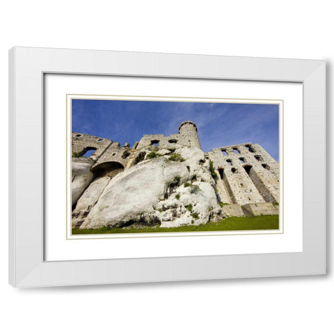 Poland Close-up of Ogrodzieniec Castle White Modern Wood Framed Art Print with Double Matting by Zuckerman, Jim