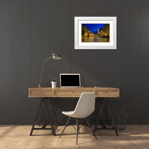 Poland, Gdansk Plaza for walking and dining White Modern Wood Framed Art Print with Double Matting by Zuckerman, Jim