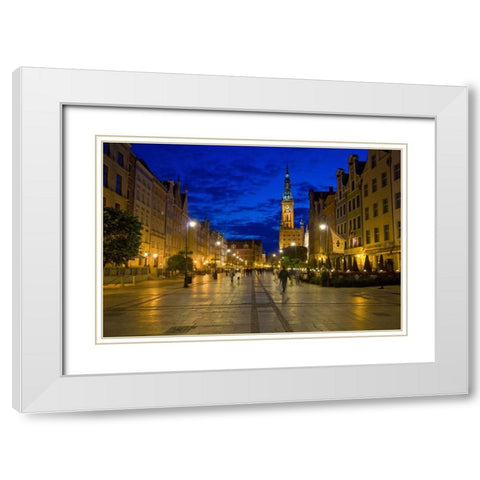 Poland, Gdansk Plaza for walking and dining White Modern Wood Framed Art Print with Double Matting by Zuckerman, Jim