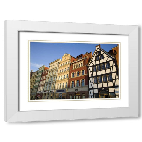 Europe, Poland, Gdansk Close-up of buildings White Modern Wood Framed Art Print with Double Matting by Zuckerman, Jim