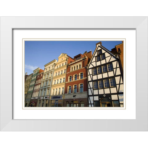 Europe, Poland, Gdansk Close-up of buildings White Modern Wood Framed Art Print with Double Matting by Zuckerman, Jim