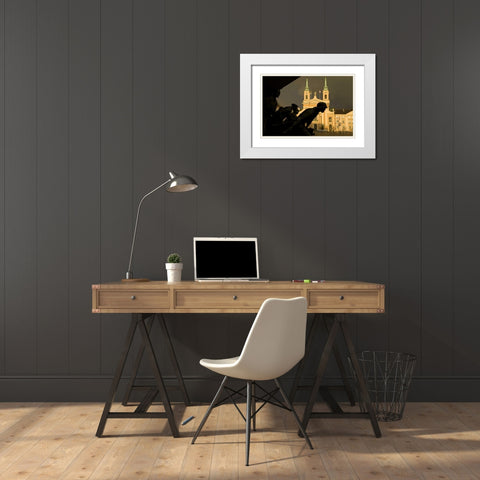 Poland, Warsaw World War II memorial silhouette White Modern Wood Framed Art Print with Double Matting by Zuckerman, Jim