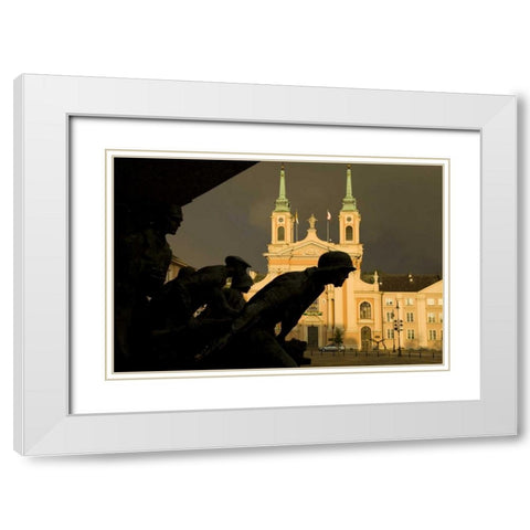Poland, Warsaw World War II memorial silhouette White Modern Wood Framed Art Print with Double Matting by Zuckerman, Jim