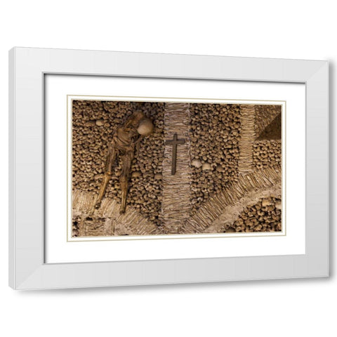 Portugal, Evora Bones in San Francisco Church White Modern Wood Framed Art Print with Double Matting by Zuckerman, Jim