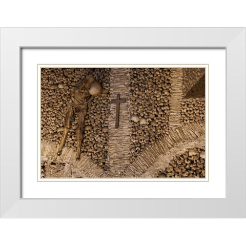 Portugal, Evora Bones in San Francisco Church White Modern Wood Framed Art Print with Double Matting by Zuckerman, Jim