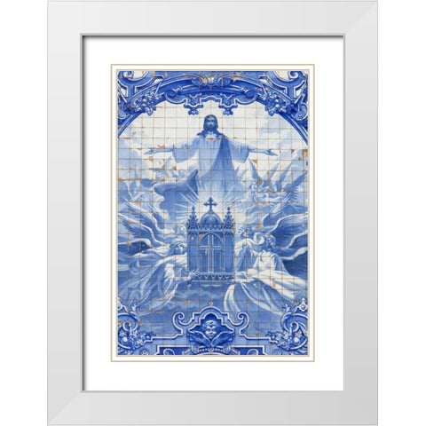 Portugal, Porto Mosaic at Santo Ildefonso Church White Modern Wood Framed Art Print with Double Matting by Zuckerman, Jim